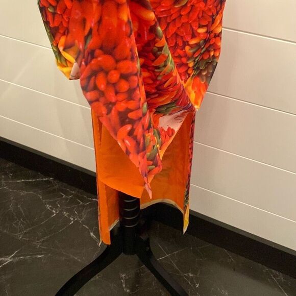 Zara asymmetrical dress orange and green floral - Picture 5 of 8